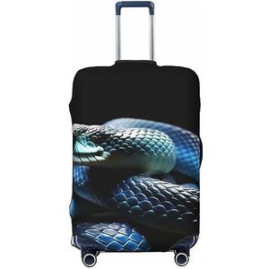 AdaNti Blauwe Snake print Reizen Bagage Cover Elastische Wasbare Koffer Cover Bagage Protector Voor 18-32 Inch Bagage, Zwart, M