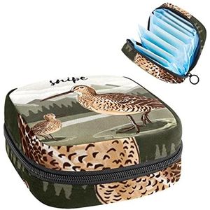 Maandverband Opbergtas,Draagbare maandverband Opbergzak,Snipe Bird, Meerkleurig, 4.7x6.6x6.6 in/12x17x17 cm