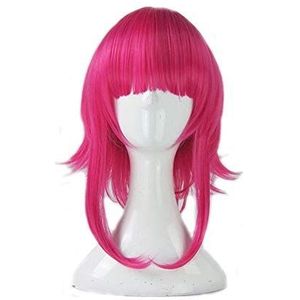 MTnoble Pruik 45cm Rose Red Short Wig Hittebestendige synthetisch haar for LOL Annie Cosplay (Color : Rose red, Stretched Length : 18inches)