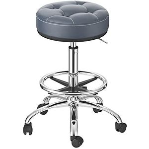 Ergonomische draaibare barstoel voor schoonheidssalon kapperszaak met draagbare voetsteun en 5 klauwwielen, in hoogte verstelbaar 53-69cm (kleur: blauw) Decoration