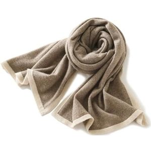 Dames Kasjmiersjaal Met Kleurblokken, Zachte Gebreide Wintersjaal Met Contrasterend Design(Brown Grey)