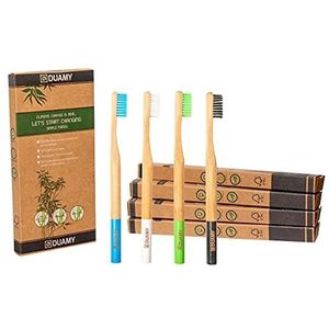 Bamboe tandenborstels zacht - medium. 4 houten tandenborstels, gekleurd bamboe. Biologisch afbreekbare tandenborstel, veganistisch. Bamboe ecologisch, duurzaam, milieuvriendelijk. 100% vrij van BPA, zonder plastic.