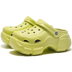 Solaud Plateausandalen voor dames, klassiek, zacht, antislip, hoge plateau-clogsandalen, groen, 38/39 EU