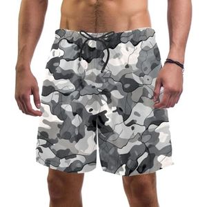 PAFEFO Volledige Grijze de Bordshorts van Camouflagemannen, Sneldrogend Strand Zwemmen Sportpakken met Zakken, Volledige Grijze Camouflage, XXL