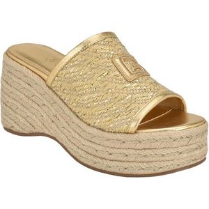 Guess Women's ZAKKI Wedge Sandal, Gold 710, 8.5