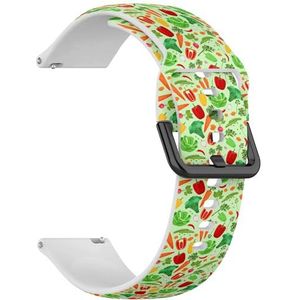 RYANUKA Compatibel met Amazfit GTS 4 / GTS 4 Mini / GTS 3 / GTS 2 / GTS 2e / GTS 2 mini / GTS (groenten radijs paprika's) 20 mm zachte siliconen sportband armband band, Siliconen, Geen edelsteen