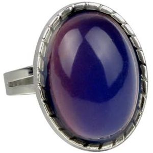 Dames retro ovale ronde edelsteenring, temperatuurveranderende ring, armband met aanpassing van de opening (Color : MR1058)