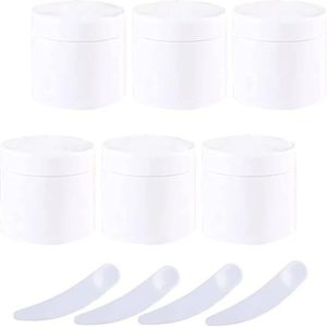 Cosmetische potten, 6 stuks, lege witte plastic cosmetische potten van 100 g met schroefdeksel, binnenvoering, container van 100 ml for lotionscrème