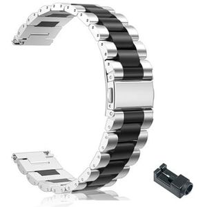 Metalen polsband Compatible With Samsung Galaxy horloge 3 45mm 41mm bandjes armband Compatible With Samsung Galaxy Watch3 roestvrijstalen band horlogeband (Color : Silver black 2, Size : 20mm)
