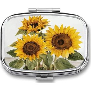 Verleidelijke zonnebloemen zomer pillendoos pillendoosje schattige pillenorganisator pilhouder medicijnpillenorganisator pillencontainer dagelijkse pillenorganizer kleine pillendoos pillendoosje voor