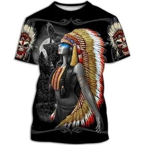 famesale Heren zomer T-shirt Indian Chief Multicolor Ronde Hals Tee Shirt American Native Tribal Spirit 3D Gedrukt T-shirts Tops, # 24, L