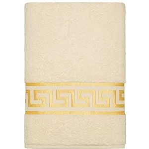 Belle Arti Premium meander handdoeken, douchehanddoeken, gastendoekjes, wollige badstof, katoen (70 x 140 cm, beige)