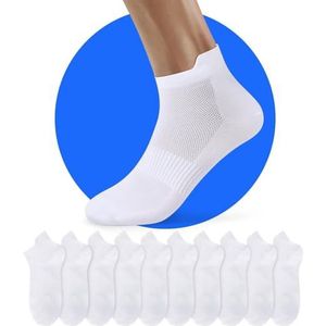 NUOZA Damessokken 35-38 Herensport Sokken Laag Sport Katoen Kort Ademend Kort Onzichtbaar Aangepaste Sok Contention Wit 10 Paar