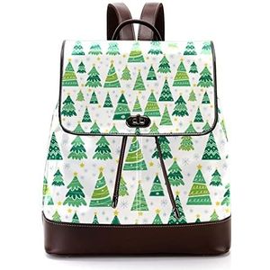 Groene Kerstbomen Gele Sterren Patroon Gepersonaliseerde Schooltassen Bookbags voor Tiener, Meerkleurig, 27x12.3x32cm, Rugzak Rugzakken