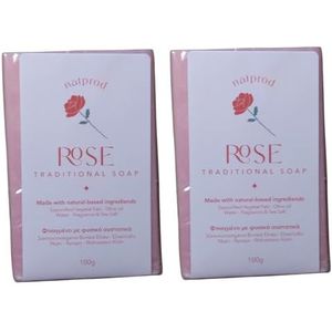 Natprod Griekse Pure Natuurlijke Zeep Bars met ROSE voor Face Body Hair Bath - 2 stuks x 100g