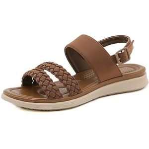2024 zomermode retro dubbelstrip gevlochten kleine luchtgaten ademende binnenzool comfortabele lichtgewicht sandalen for dames (Kleur : Brown, Size : 38 EU)