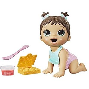 Baby Alive Lil Snacks pop, eats and poops, babypop, 20,3 cm, broodtrommel, speelgoed voor kinderen vanaf 3 jaar, bruin haar