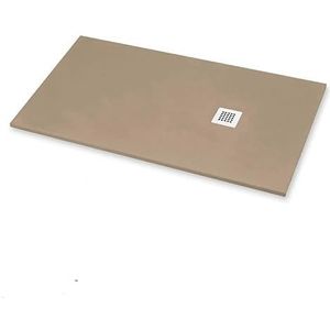 Douchebak 80 x 150 cm Extra Slim Beige Ral 1019 van kunsthars en marmerpoeder met afvoergarnituur