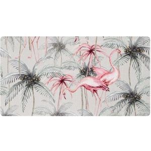 VAPOKF Flamingo en tropische palmboom keukenmat, antislip wasbaar keukentapijttapijt, absorberende keukenmat loper tapijt voor keuken, hal, wasruimte