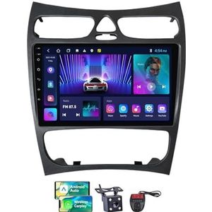 Android 13 GPS-Autoradio voor Mercedes Benz CLK Class C209 2002-2005 9 inch Screen met BT 5.0/SWC/FM RDS DAB+ Radio/Carplay Android Auto/DSP Video Stereo Speler + DVR Achtercamera(NF-2)