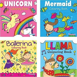 Anilas Meisjes Eenhoorn, Zeemeermin, Ballerina & Lama Kleurboeken (Perfect voor meisjes van 3-8 jaar)