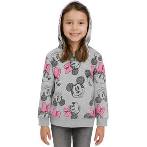 Disney Minnie Mouse Hoodie voor meisjes, kinderpullover met capuchon, sweatshirt, grijs/roze, grijs/roze, 98/104 cm