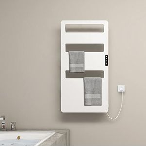 Badkamerradiator, handdoekradiator, handdoekdroger, 90 x 46 cm, badkamerradiator met aanraakschakelaar, timer, badkamerhanddoekhouder, verwarming, elektrische badkamer handdoekverwarmer,