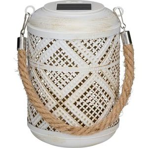 Arti Casa Solar Lantaarn - Tuinverlichting op Zonne Energie - Tafel Lamp met Warm Wit Licht - Solar Lamp met Brandtijd tot 8 uur - IP44 Waterdicht - 11 x 15,5 cm - Kunststof - Wit
