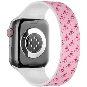 Solo Loop Band Compatibel met All Series Apple Watch 42/44/45/49mm (Pink Flamingos 2) Elastische Siliconen Band Strap Accessoire, Siliconen, Geen edelsteen
