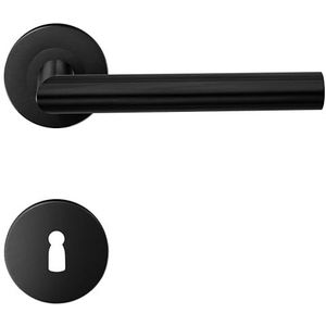 1 verpakking HAIFUAN roestvrijstalen deurkruk met sleutelgatrozet, deurkrukset, deurgreep, zwarte kleur (S02-103K-B)