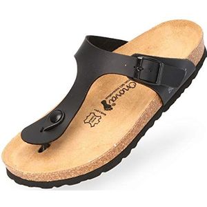 BOnova Ibiza Teenslippers in 21 kleuren en vele maten, met anatomisch gevormd kurk-voetbed. Een slipper gemaakt in kleine fabrieken in de EU., zwart, 35 EU