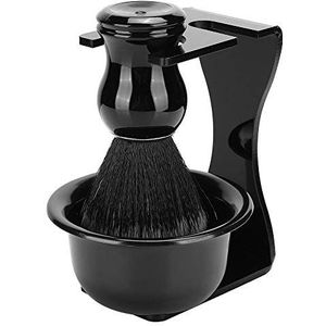 Set scheerborstels, 3-in-1 set scheerkwasten Scheergereedschap, met borstel/houderstandaard/kom, voor mannen die gezicht/kapper/kapperszaak schoonmaken