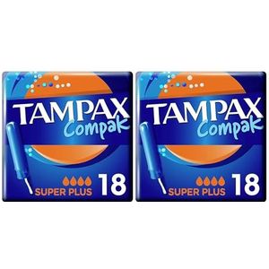 Tampax Compak Super+ Tampons Met Applicator, Lekbescherming en Discretie, Voel Schoon, 108 stuks