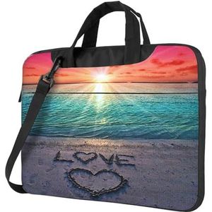 ASEELO Rode ogen Boomkikker Zakelijke Laptop Tassen Messenger Aktetas Computer Tas met Schouder Compatibel voor Werk, Liefdesstrand, 15.6 inch Laptop bag