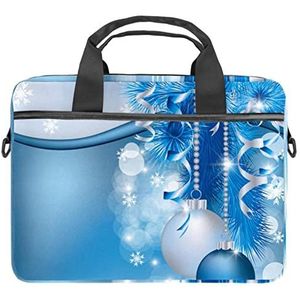 Mooie Blauwe Kerst Opknoping Bal Laptop Schouder Messenger Bag Crossbody Aktetas Messenger Sleeve voor 13 13.3 14.5 Inch Laptop Tablet Beschermen Tote Bag Case, Meerkleurig, 11x14.5x1.2in /28x36.8x3 cm