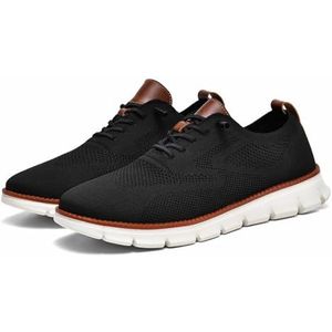 Breeze Shoes for Men Oxfords Lace-Up Lightweight Casual Walking Shoes Comfortable,Mens wearbreeze Shoes Breeze Urban Shoes for Men,Men's Mesh Dress Sneakers Business Shoes (Black,45.5)