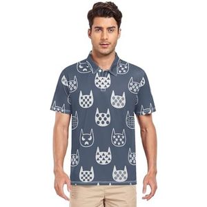 LI ZHI XIN Heren poloshirt korte mouwen werk T-shirt zomer top klassieke kraag sweatshirt met 2 knopen voor golf tennis outdoor sport kat ster maan bloem sneeuw, Meerkleurig, S
