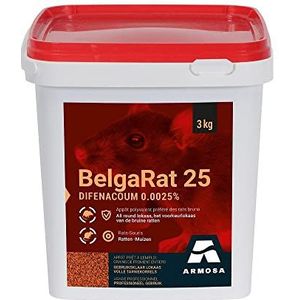 Belgarat 25 (granen tarwe) - 3 kg - Zeer krachtige ratten bestrijding voor binnen en buiten
