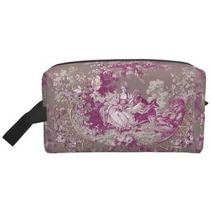 Kawaii reistoilettas van Jouy canvas, rood en wit, voor dames, make-up en cosmetica-organizer, beauty-opbergset voor meisjes, reizen, Kleur 10, Cosmetic Bag