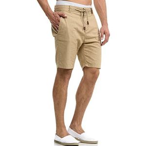 INDICODE Heren Bowmanville Shorts | Korte broek van linnen & katoen Cornstalk L