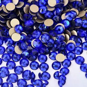 SS4-SS30 Glas Kristal Non-Hotfix Strass Goud Flatback Decor Glitter Stenen Nail Art Accessoires DIY Decoratie-p12 Saffier-SS10-1440pcs-1