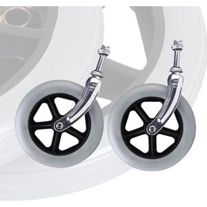 met rubberen rolstoelwielen, Pakket van 2 meerkleurige rolstoelwielen met stalen voorvork van 6-8 inch(Grey,20cm(8inches))