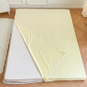 Geel,150x200cmQUEEN,LDLCYCN 100% Katoenen Futonmatrashoes Met Extra Lange Ritssluiting, Japanse Vloermatras Futonhoes, Stofvrije Matrashoes, Futonhoezen, Zachte Bedhoes Voor Slaapkamer