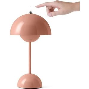 Askliy Moderne draadloze paddenstoel-tafellamp, led-bloemknoplamp met batterij, touch-dimbare bloempotlamp met 3 helderheidsmodi, draagbaar nachtlampje voor thuis/nachtkastje (B-roze)