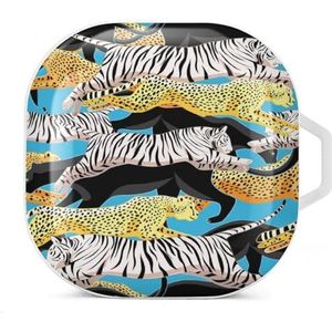 Panthers Cheetahs en witte tijgers oordopjes hoesje compatibel met Samsung hard shell beschermhoes wit stijl
