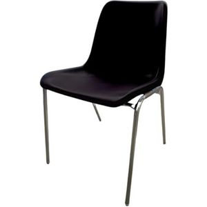 Bezoekersstoel MEE215, wachtkamerstoel, kunststof stoel, vergaderstoel, stapelbare en lichte stoel, gemakkelijk te reinigen, ruimtebesparende stoel (zwart)