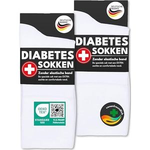 6 Paar Sokken Diabetici met Comfortband zonder Elastiek & zonder Naad Heren & Dames 97% Katoen (35-38 Wit)