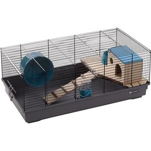 Kooi voor hamsters, Jang, zwart/grijs, 58 x 31,5 x 22,5 cm