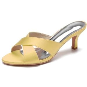 SYDZSW Satijnen Naald Hak Trouwschoenen Bruidsschoenen Hoge Hakken Ivoor Sandaal Bride 35-43, Goud, 43 EU