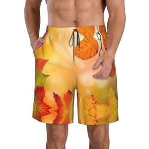 Herfst Print Heren Zwemplank Shorts Zwembroek Trunks Badmode Sneldrogende Surfen Strand Essentiële Zomer, Herfst, L